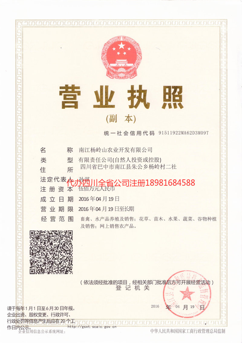 沿滩沿滩杨岭山农业开发有限公司